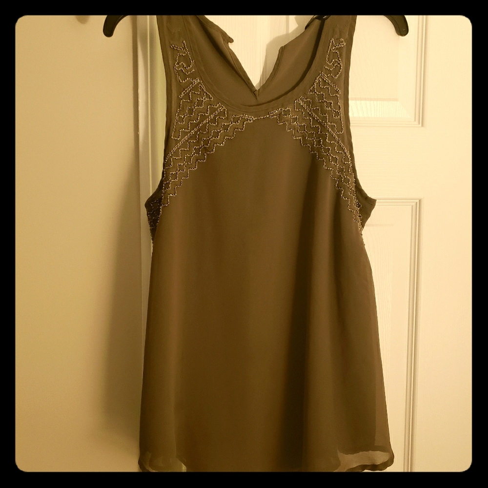 Flowy green beaded tank